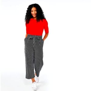 POPSUGAR Paper Bag Waist Wide Leg Crop Pant, Size Large